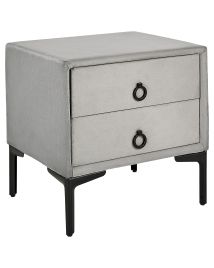 Bedside Table - CORBY 2 Drawer Nightstand Grey and Black 44cm