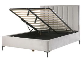 Velvet EU King Size Ottoman Bed Grey SEZANNE