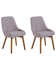 Set of 2 Fabric Dining Chairs Taupe MELFORT
