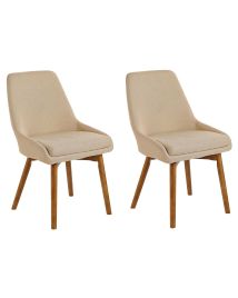 Set of 2 Fabric Dining Chairs Beige MELFORT