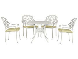 4 Seater Metal Garden Dining Set White ANCONA