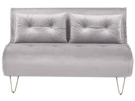 2 Seater Velvet Sofa Bed Grey VESTFOLD