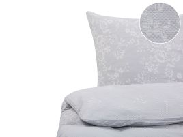 Cotton Sateen Duvet Cover Set Flower Pattern 200 x 220 cm Grey MORNINGSIDE