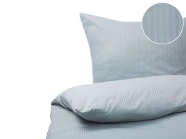 Cotton Sateen Duvet Cover Set Striped Pattern 155 x 220 cm Grey AVONDALE