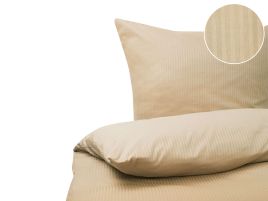 Cotton Sateen Duvet Cover Set Striped Pattern 155 x 220 cm Beige AVONDALE