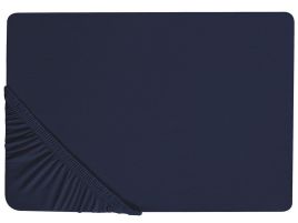 Cotton Fitted Sheet 180 x 200 cm Navy Blue HOFUF