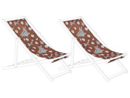 Set of 2 Sun Lounger Replacement Fabrics Poppies Pattern ANZIO / AVELLINO