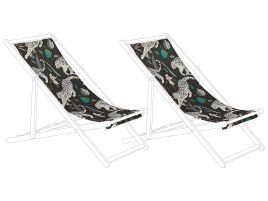 Set of 2 Sun Lounger Replacement Fabrics Animal Pattern ANZIO / AVELLINO