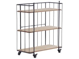 Metal Kitchen Trolley Light Wood with Black GABBS