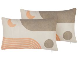 Set of 2 Cushions Abstract Pattern 30x50cm Multicolour