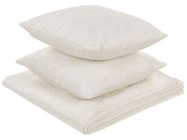 Embossed Bedspread and Cushions Set 140 x 210 cm Cream RUDKHAN