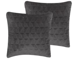 Set of 2 Cotton Embossed Cushion 45x45cm Grey