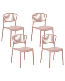 Set of 4 Plastic Dining Chairs Pink GELA
