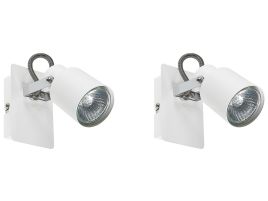Set of 2 Metal Spotlight Lamps White BONTE