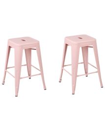 Set of 2 Steel Stools 60 cm Pink CABRILLO