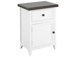 Bedside Table - CLACTON 1 Drawer Nightstand White and Brown 40cm
