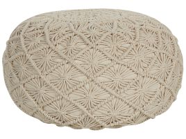 Cotton Macrame Pouffe Beige BERKANE
