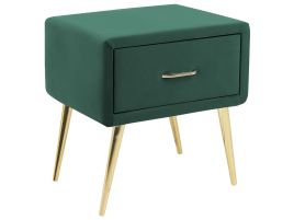 Bedside Table - CORBY 1 Drawer Nightstand Green and Gold 46cm