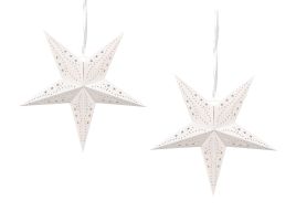 Set of 2 LED Hanging Glitter Stars 45 cm White MOTTI