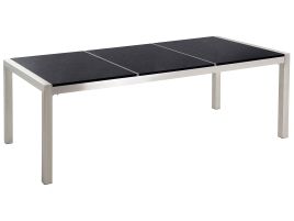 Granite Garden Table Triple Plate Top 220 x 100 cm Black GROSSETO