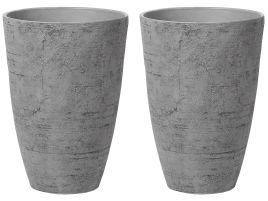 Set of 2 Plant Pots 43 x 43 x 60 cm Grey CAMIA