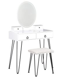 Dressing Table - AUBURN 4 Drawer Dresser White and Black 80cm