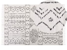 Wool Area Rug 140x200cm White and Black