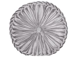 Velvet Cushion with Pleats 40cm Grey