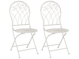 Set of 2 Metal Garden Chairs Off-White STIFFE
