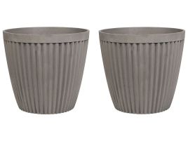 Set of 2 Plant Pots ⌀ 36 cm Taupe POKA