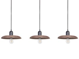 3 Light Mango Wood Pendant Lamp Dark MANJEERA