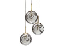 3 Light Glass Pendant Lamp Transparent and Brass RALFES