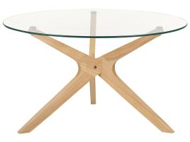 Glass Top Coffee Table Light Wood VALLEY