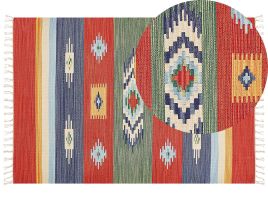 Cotton Kilim Area Rug 140x200cm Multicolour