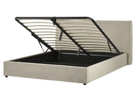 Velvet EU King Size Ottoman Bed Taupe LAVAUR