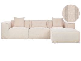 DOAVL Corduroy Corner Sofa - L Shaped - Right Hand Facing - Beige