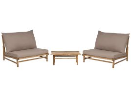 2 Seater Bamboo Lounge Set Light Wood and Taupe TODI