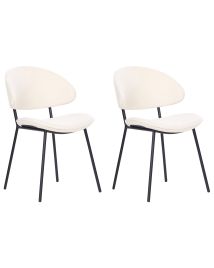 Set of 2 Fabric Dining Chairs Cream KIANA