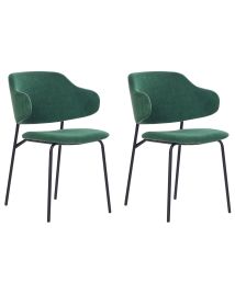 Set of 2 Fabric Dining Chairs Green KENAI