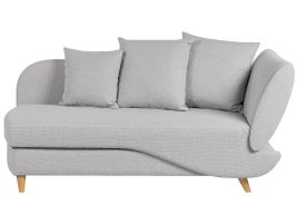 Right Hand Fabric Chaise Lounge with Storage Light Grey MERI II