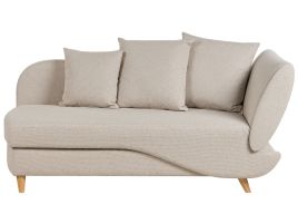 Right Hand Fabric Chaise Lounge with Storage Beige MERI II