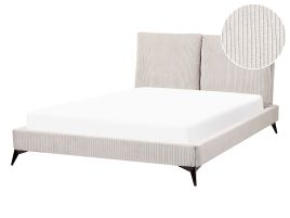Corduroy EU Double Size Bed Light Beige MELLE