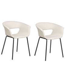Set of 2 Fabric Dining Chairs Beige ELMA
