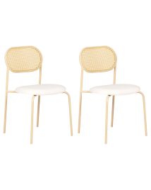 Set of 2 Metal Dining Chairs Light Wood ADAVER