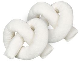 Set of 2 Teddy Cushions 172x14cm White