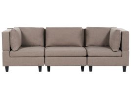 3-Seater Modular Fabric Sofa Brown UNSTAD
