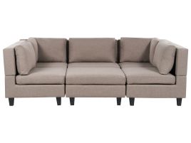 5-Seater Modular Fabric Sofa with Ottoman Brown UNSTAD