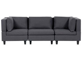 3-Seater Modular Fabric Sofa Dark Grey UNSTAD