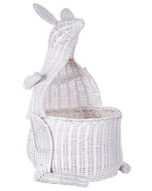 Rattan Kangaroo Basket White