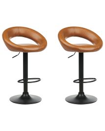 Set of 2 Faux Leather Swivel Bar Stools Golden Brown PEORIA II